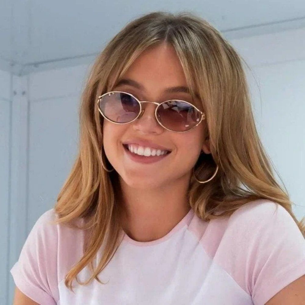 NEW Miu Miu MU52YS 5AK06S Gold Brown Gradient Violet Oval Unisex Sunglasses